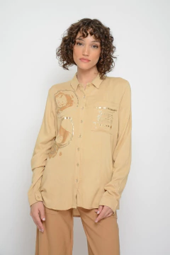 Camisa WHITNEY slub con estampa y transfer (6010) en internet