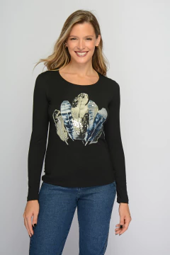 Remera KLAUS estampa plumas (5808)