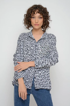 Camisa LENNON slub estampado y transfer (6009)