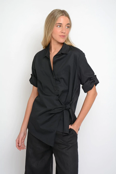 Blusa WILDE de poplín con nudo (2038)