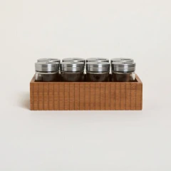 Setx8 especieros vidrio base madera 22X11,5 CM - comprar online