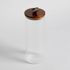 Frasco 900ml red. rayas tapa acacia