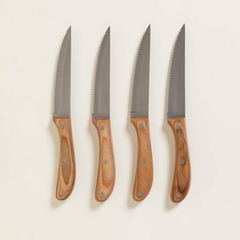 Setx4 cuchillos carne acero&acacia 22cm c/libro - Almacen de Funes