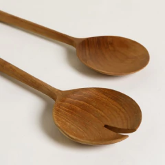Set cubiertos 30x10cm ensalada madera teca en internet