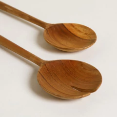 Set cubiertos 30x8cm ensalada madera teca en internet