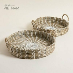BANDEJA OVAL DE SEAGRASS C/Bco.40x32x8cm - comprar online