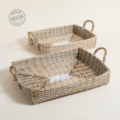 BANDEJA RECTANGULAR SEAGRASS c/bco 45X35X8 cm