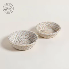 Canasta 23x7cm bamboo y rattan BCO