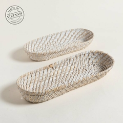 CANASTO ALARGADO 44X16 BAMBOO Y RATTAN
