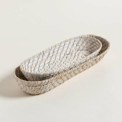 CANASTO ALARGADO 36X16 BAMBOO Y RATTAN - comprar online
