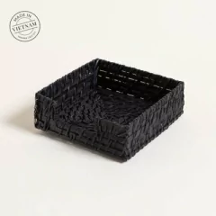 SERVILLETERO NEGRO 18x18x5 cm bamboo/ratán