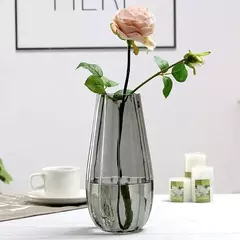 Florero 12x19.5cm vidrio gris