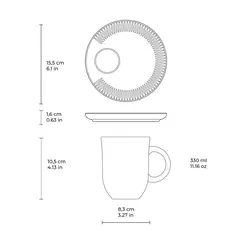 Set taza y plato Crudo 330m - Gres - Almacen de Funes