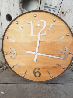 Reloj 90 cm madera / hierro INDUSTRIAL