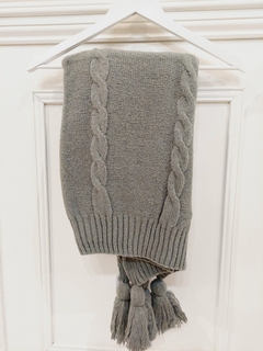 Manta Tejida 115x160 Gris Claro Lana Astor TRENZAS