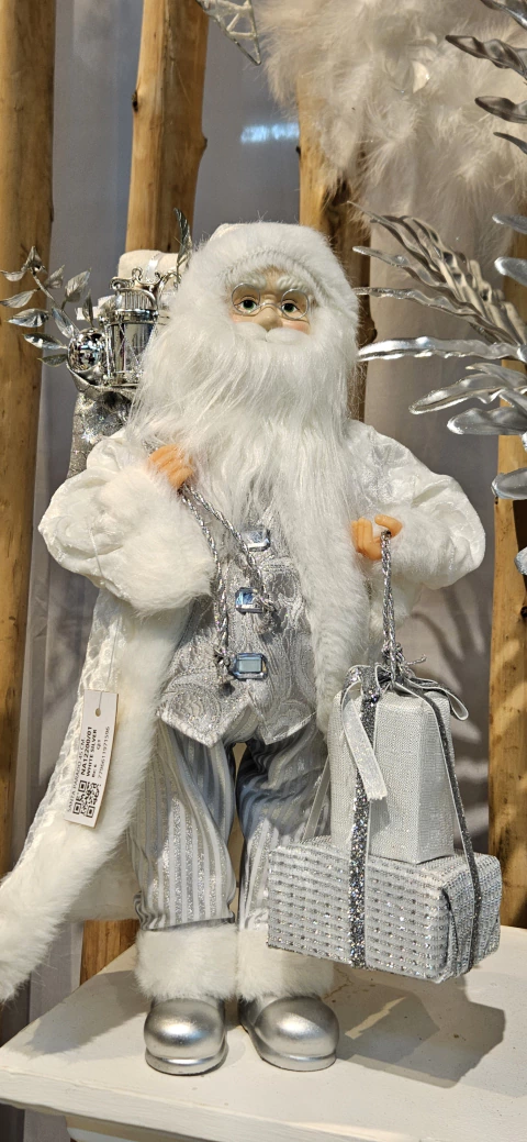 SANTA PARADO 45 CM. PLATA