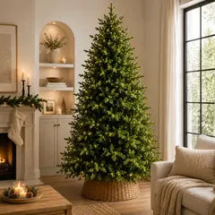 Árbol 210cm c/luz /control remoto/base simil yute