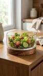 Bowl vidrio 15cm diametro c/base acacia - comprar online