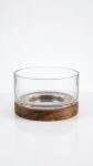 Bowl vidrio 15cm diametro c/base acacia