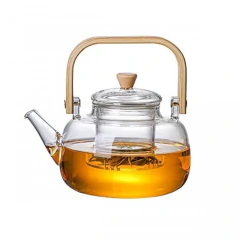 TETERA DE VIDRIO C/ ASA DE MADERA BAMBOO 1.2 L - comprar online