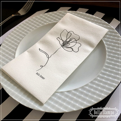 SERVILLETAS SIMIL TELA 33X40 FLOR NEGRA