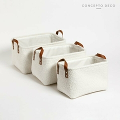 Canasto BOUCLE RECT. Blanco Chico en internet