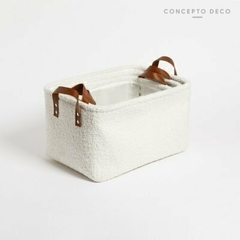 Canasto BOUCLE RECT. Blanco Chico