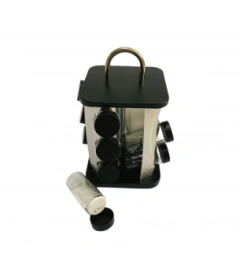Especiero 12 esp cuadr negro y acero - comprar online