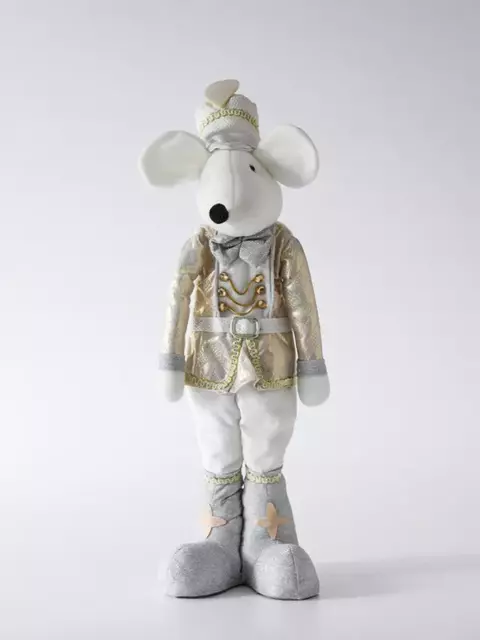 Adorno Ratón 71 cm Dorado Blanco
