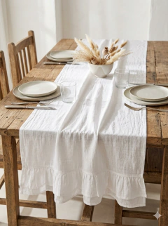 CAMINO GASA VOLADO BLANCO 180X40 - comprar online