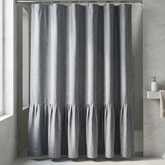 CORTINA BAÑO C/ 1 VOLADO OXFORD AZUL - comprar online