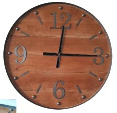 Reloj 90 cm madera / hierro INDUSTRIAL - comprar online