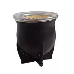 MATE URUGUAYO DE CALABAZA FORRADO EN CUERO NGRO