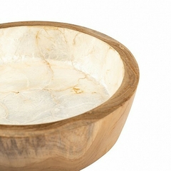 Centro de Mesa Ø28 X H7 cm. teca con nacar - Almacen de Funes