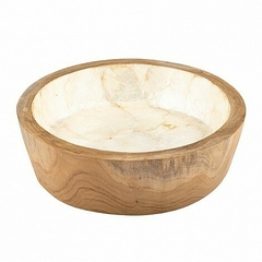 Centro de Mesa Ø28 X H7 cm. teca con nacar - comprar online