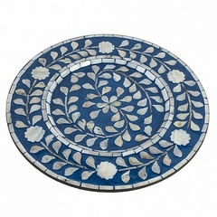 PLATO DE SITIO FLORES azul 33cm