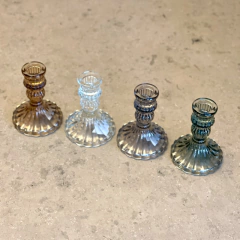 Setx2 candelabro vidrio verde D8.5 H10.5 cm - comprar online