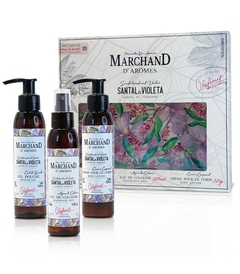 Caja Regalo Trío GEL, EAU dCOLOGNE, CREMA Santal/Violeta