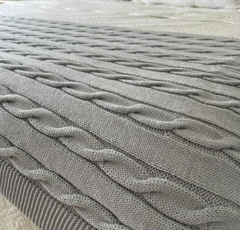 Manta Tejida 100x210cm Gris Medio Acríl.