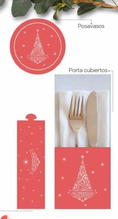 12 posavasos carton plastif. NAVIDAD ROJO - comprar online