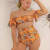 Culotte Tiro Alto Colaless Alice - Naranja Flores Celestes (SBIK49AE)