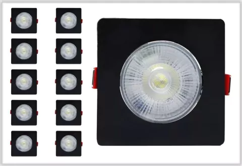 KIT 10 SPOT EMB LED 7W 6000K 90MM QDD PT ROYA