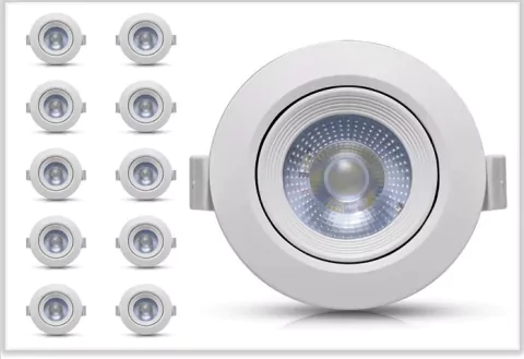 KIT 10 SPOT LED 3W 6500K 70MM MINI DIC RDD JNG