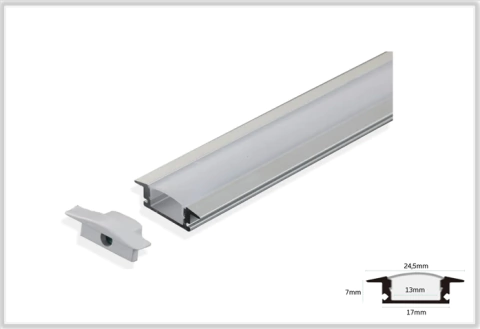 PERFIL S/LED EMB 24x7mm x 2m C/GARRA ALUM