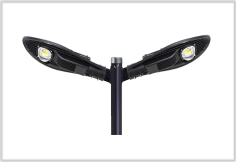 PO 7050.3M - POSTE TELECONICO DUPLO 3,00M ALTURA LED COB 50W IP66 6500K PRETO