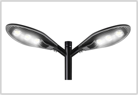 PO 7150.6M - POSTE TELECONICO DUPLO 6,00M ALTURA LED COB 150W IP66 6500K PRETO