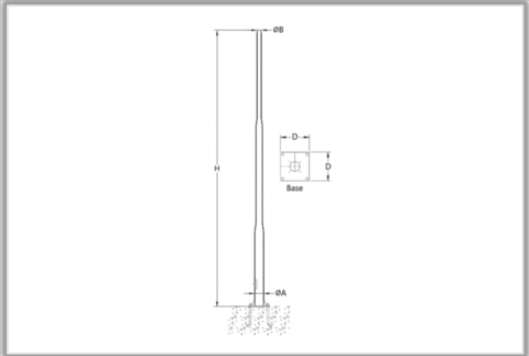 POSTE TELECONICO RETO 3M A 12M C/BASE E CBHUMB. GALV. FOGO