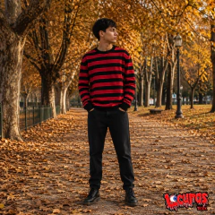 Sweater rayado rojo y negro - comprar online