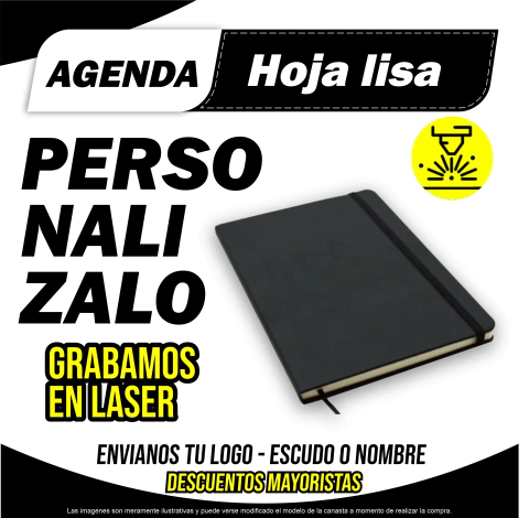 Agenda Negra Personalizada en tapa grabado laser