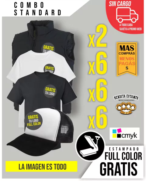 Combo Chaleco inflable + Packs remeras + pack gorras trucker estampado y envio Gratis a todo caba!!